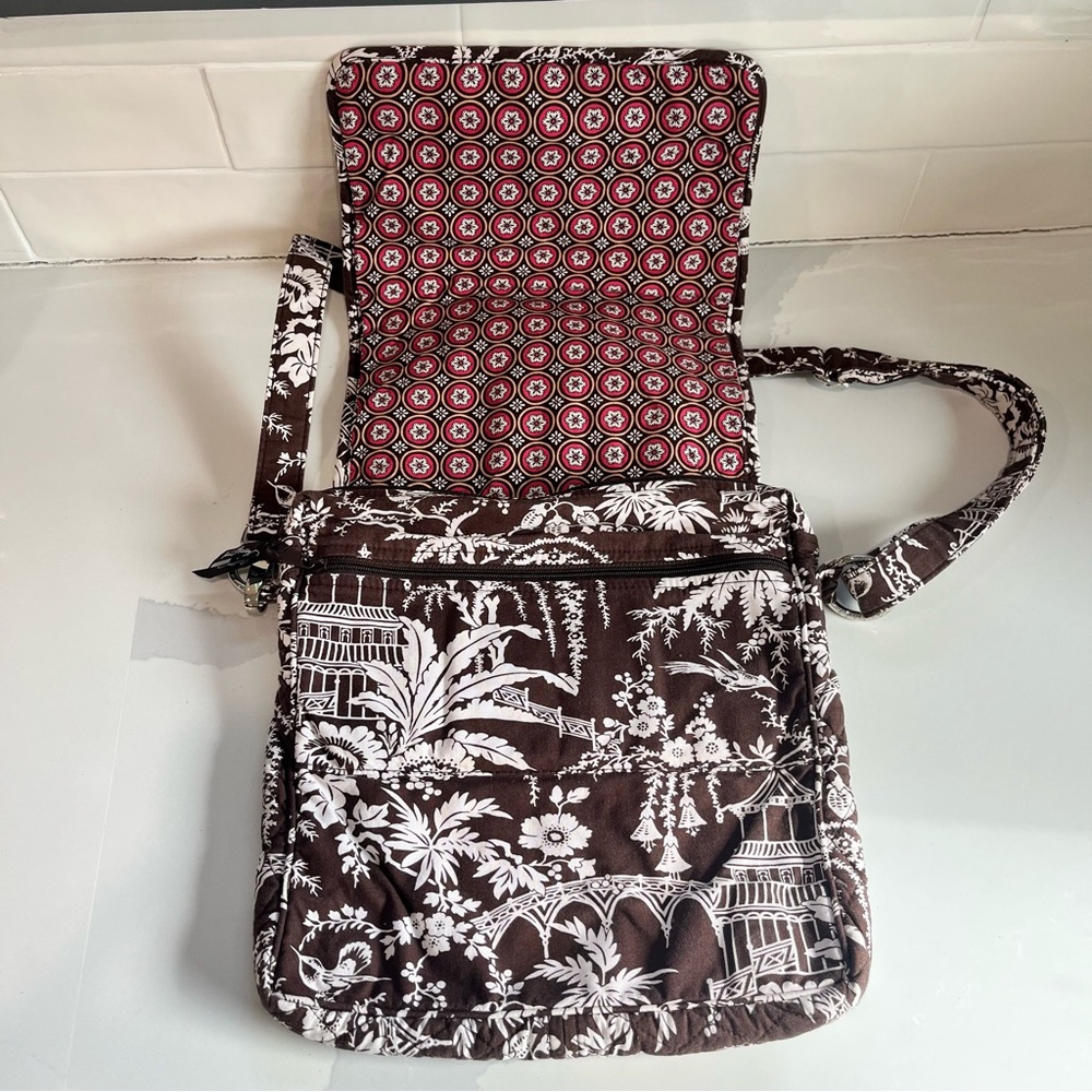 Vera Bradley Retired Imperial Asian Toile Brown Pink Crossbody Messenger Bag EUC - Picture 10 of 16